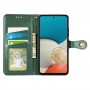 עבור Samsung Galaxy A73 5G כיסוי ארנק / ספר עשוי מעור בצבע ירוק עם חריצים לכרטיסי אשראי