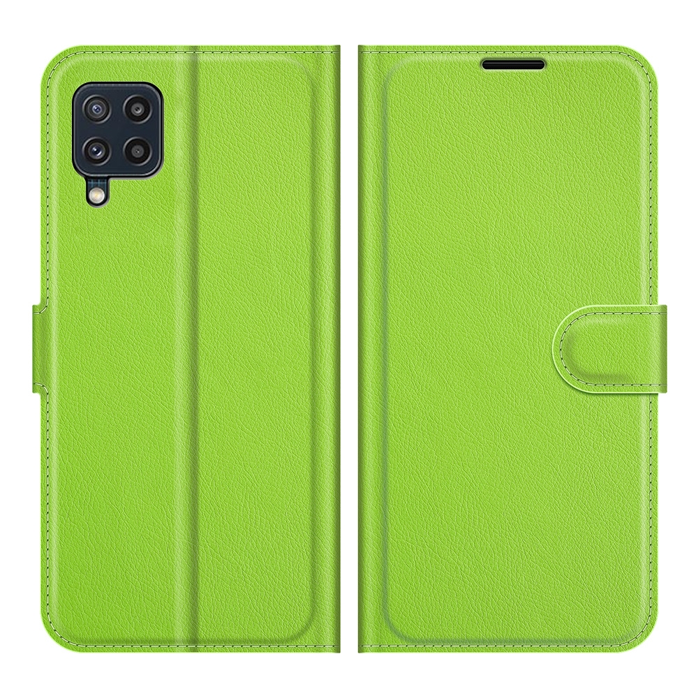 עבור Samsung Galaxy M32 כיסוי ארנק / ספר עשוי מעור בצבע ירוק עם חריצים לכרטיסי אשראי