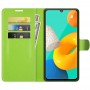 עבור Samsung Galaxy M32 כיסוי ארנק / ספר עשוי מעור בצבע ירוק עם חריצים לכרטיסי אשראי