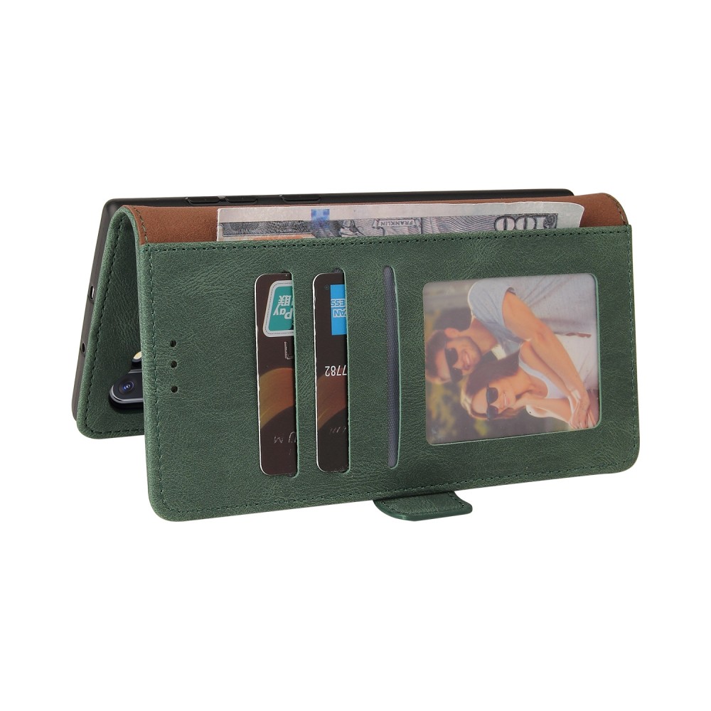 עבור Samsung Galaxy Note10 כיסוי ארנק / ספר עשוי מעור בצבע ירוק עם חריצים לכרטיסי אשראי