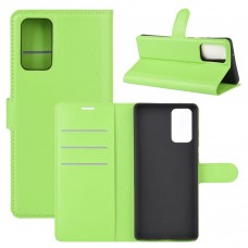 עבור Samsung Galaxy Note20 כיסוי ארנק / ספר עשוי מעור בצבע ירוק עם חריצים לכרטיסי אשראי