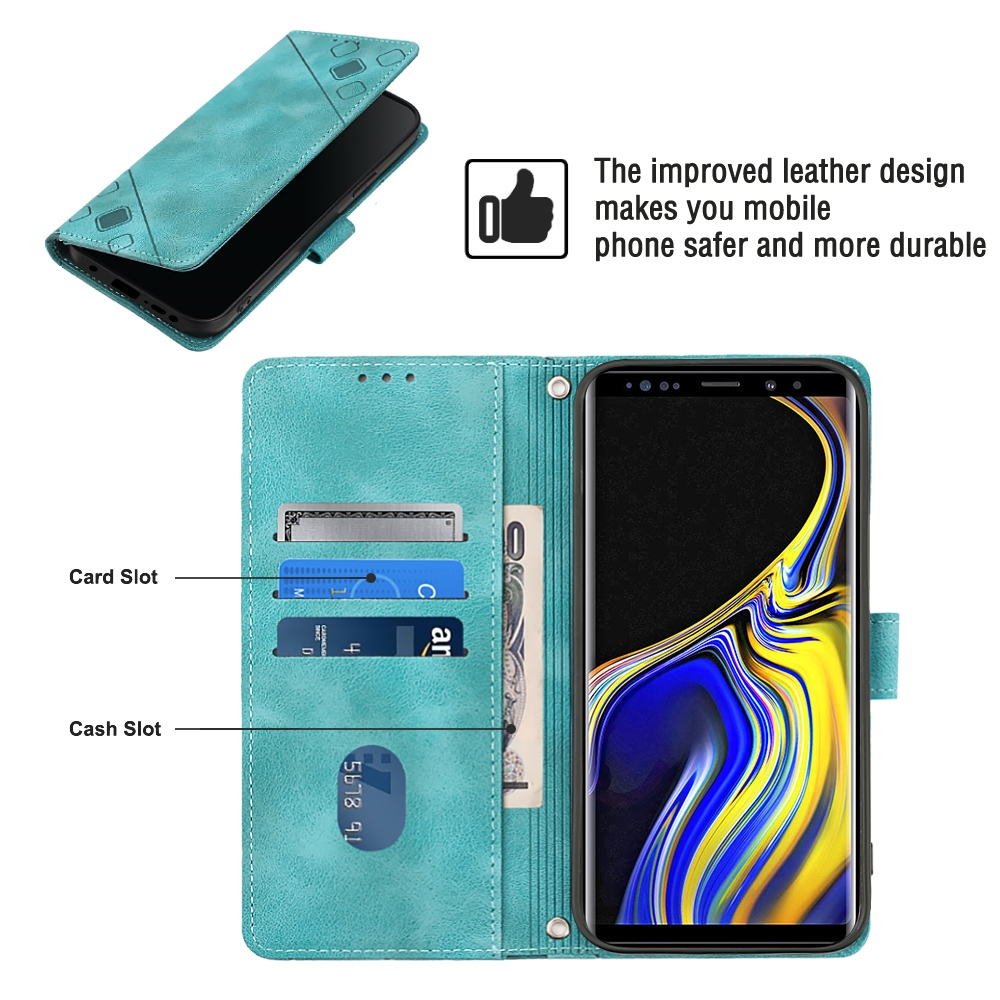 עבור Samsung Galaxy Note9 כיסוי ארנק / ספר עשוי מעור בצבע ירוק עם חריצים לכרטיסי אשראי