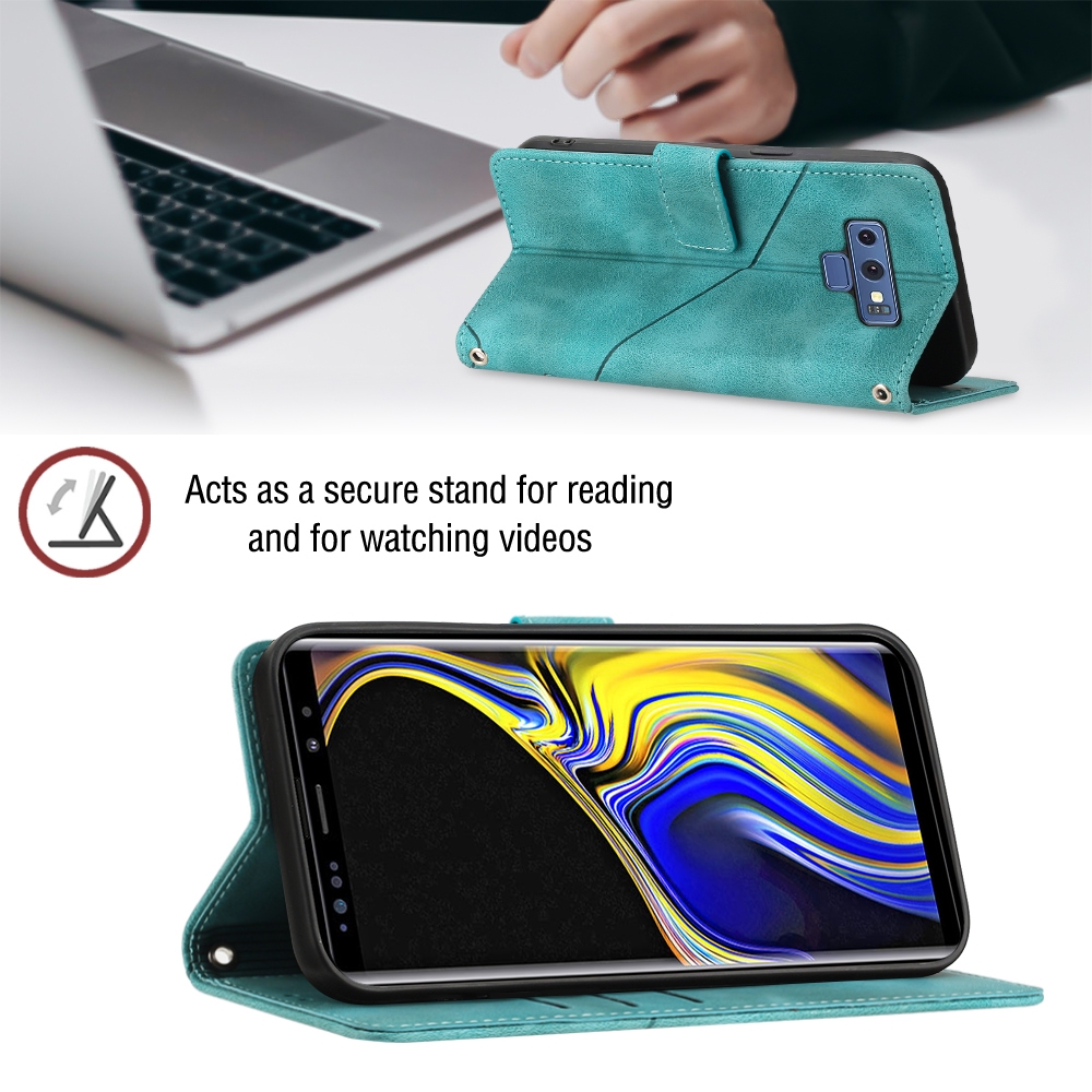 עבור Samsung Galaxy Note9 כיסוי ארנק / ספר עשוי מעור בצבע ירוק עם חריצים לכרטיסי אשראי