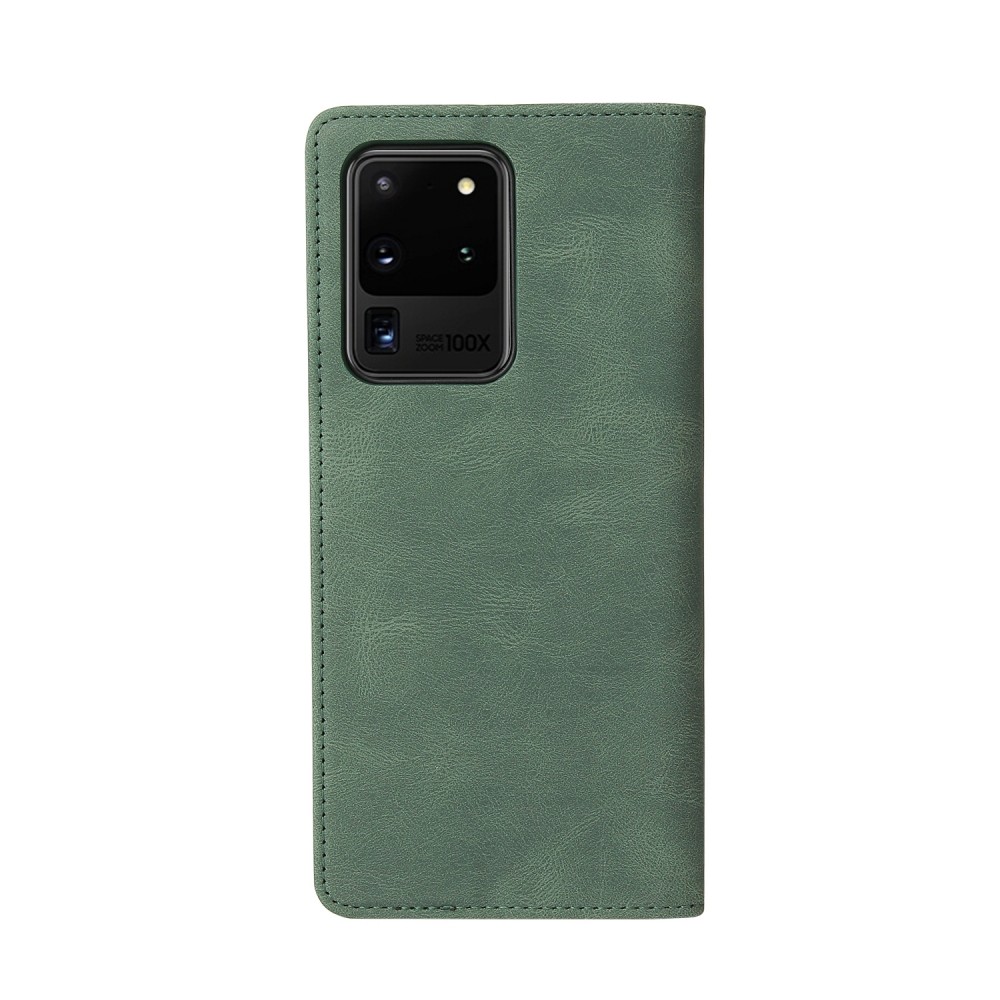 עבור Samsung Galaxy S20 Ultra כיסוי ארנק / ספר עשוי מעור בצבע ירוק עם חריצים לכרטיסי אשראי