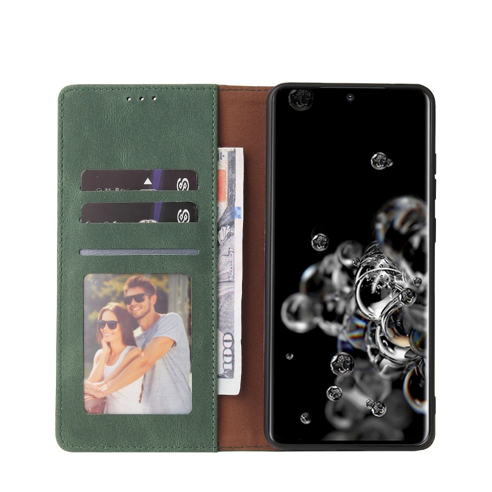 עבור Samsung Galaxy S20 Ultra כיסוי ארנק / ספר עשוי מעור בצבע ירוק עם חריצים לכרטיסי אשראי
