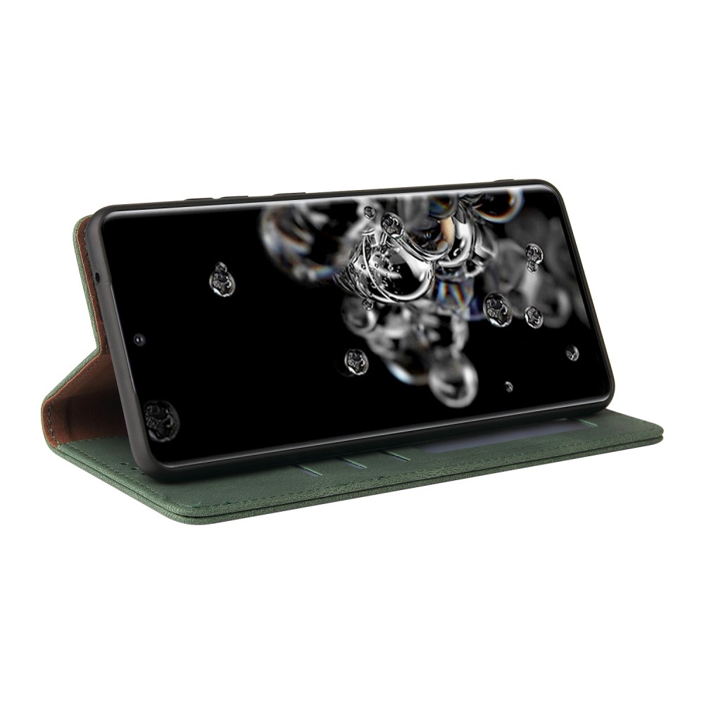 עבור Samsung Galaxy S20 Ultra כיסוי ארנק / ספר עשוי מעור בצבע ירוק עם חריצים לכרטיסי אשראי