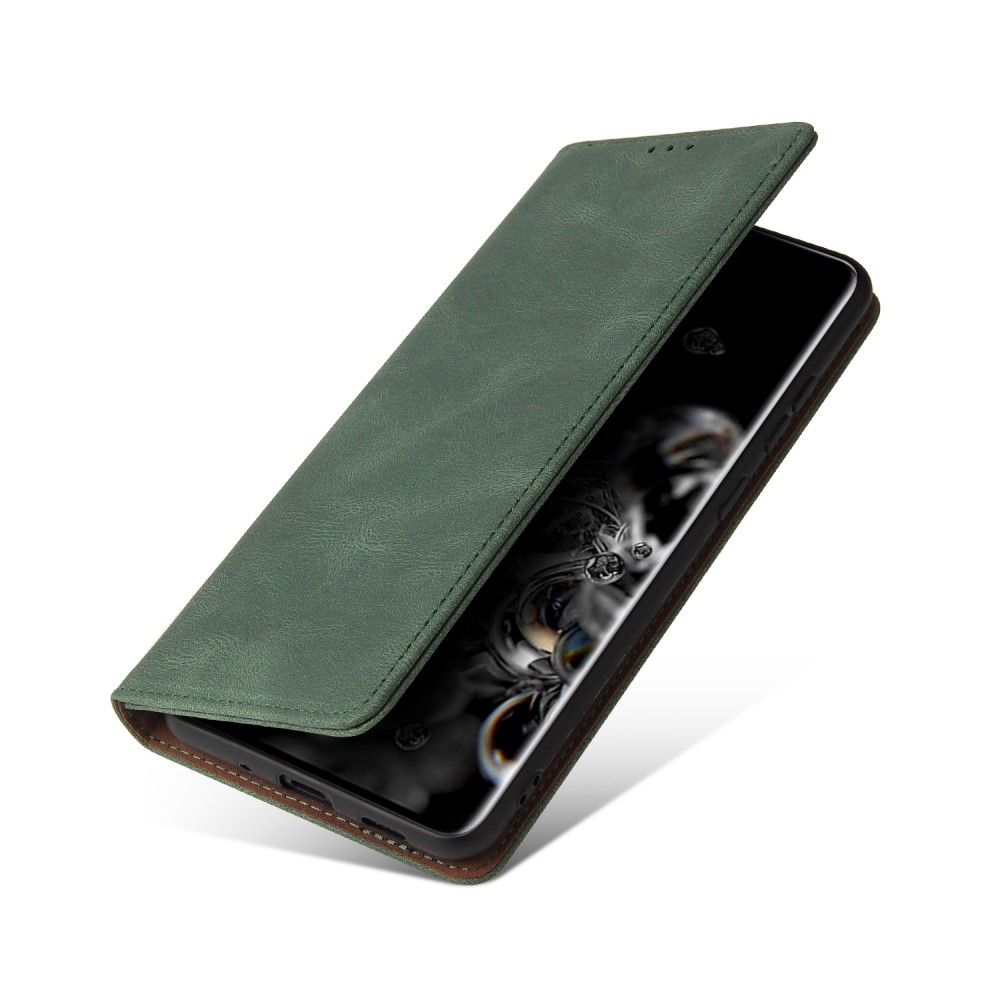 עבור Samsung Galaxy S20 Ultra כיסוי ארנק / ספר עשוי מעור בצבע ירוק עם חריצים לכרטיסי אשראי