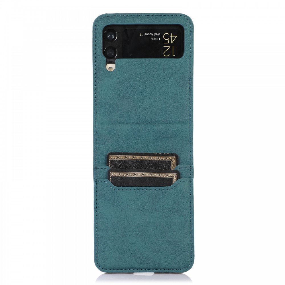 עבור Samsung Galaxy Z Flip4 כיסוי ארנק / ספר עשוי מעור בצבע ירוק עם חריצים לכרטיסי אשראי