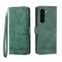עבור Samsung Galaxy Z Fold5 כיסוי ארנק / ספר עשוי מעור בצבע ירוק עם חריצים לכרטיסי אשראי