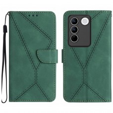 עבור Vivo V27 Pro כיסוי ארנק / ספר עשוי מעור בצבע ירוק עם חריצים לכרטיסי אשראי