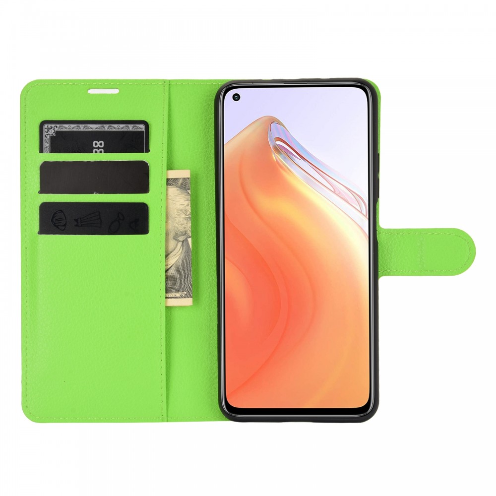 עבור Xiaomi Mi 10T 5G כיסוי ארנק / ספר עשוי מעור בצבע ירוק עם חריצים לכרטיסי אשראי