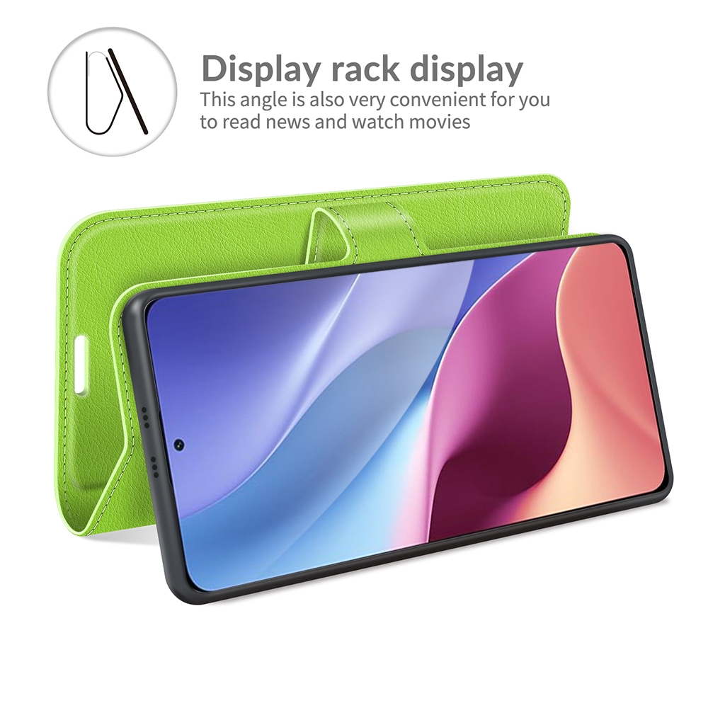עבור Xiaomi Mi 11i כיסוי ארנק / ספר עשוי מעור בצבע ירוק עם חריצים לכרטיסי אשראי