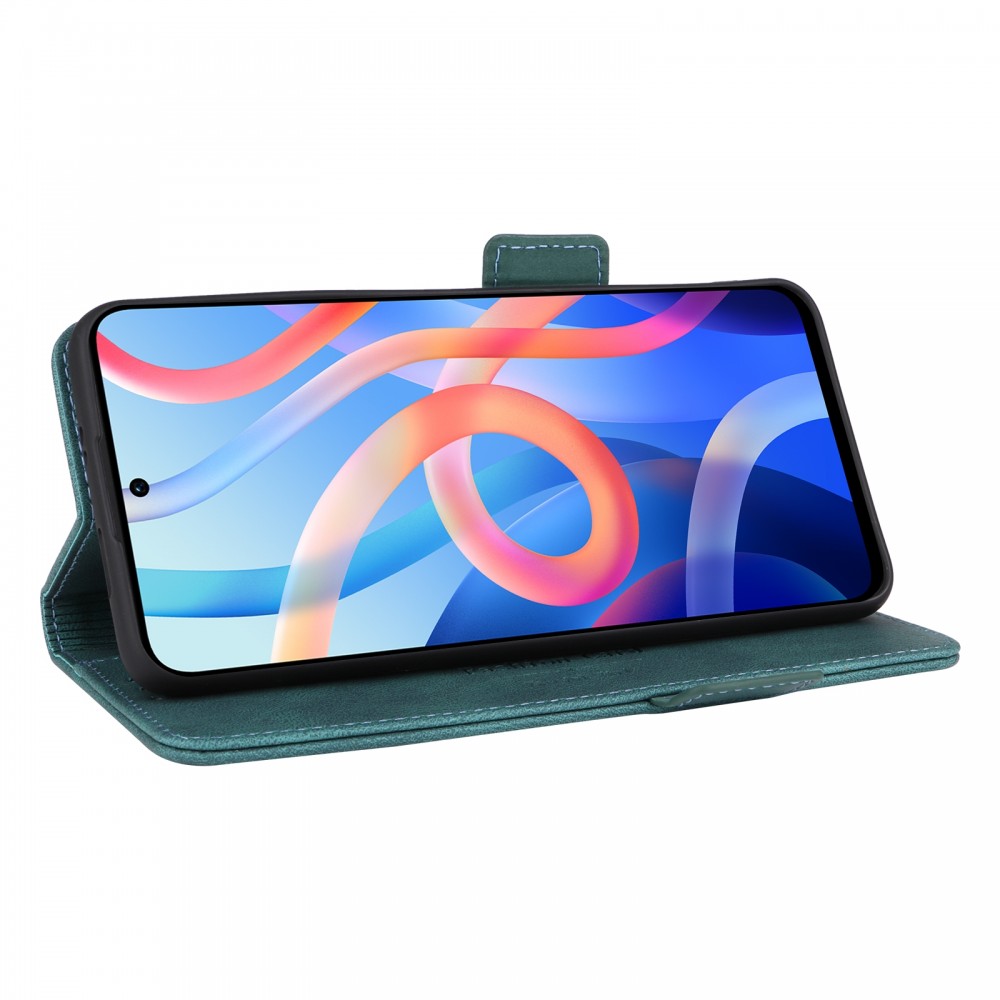 עבור Xiaomi Poco M4 Pro 5G כיסוי ארנק / ספר עשוי מעור בצבע ירוק עם חריצים לכרטיסי אשראי