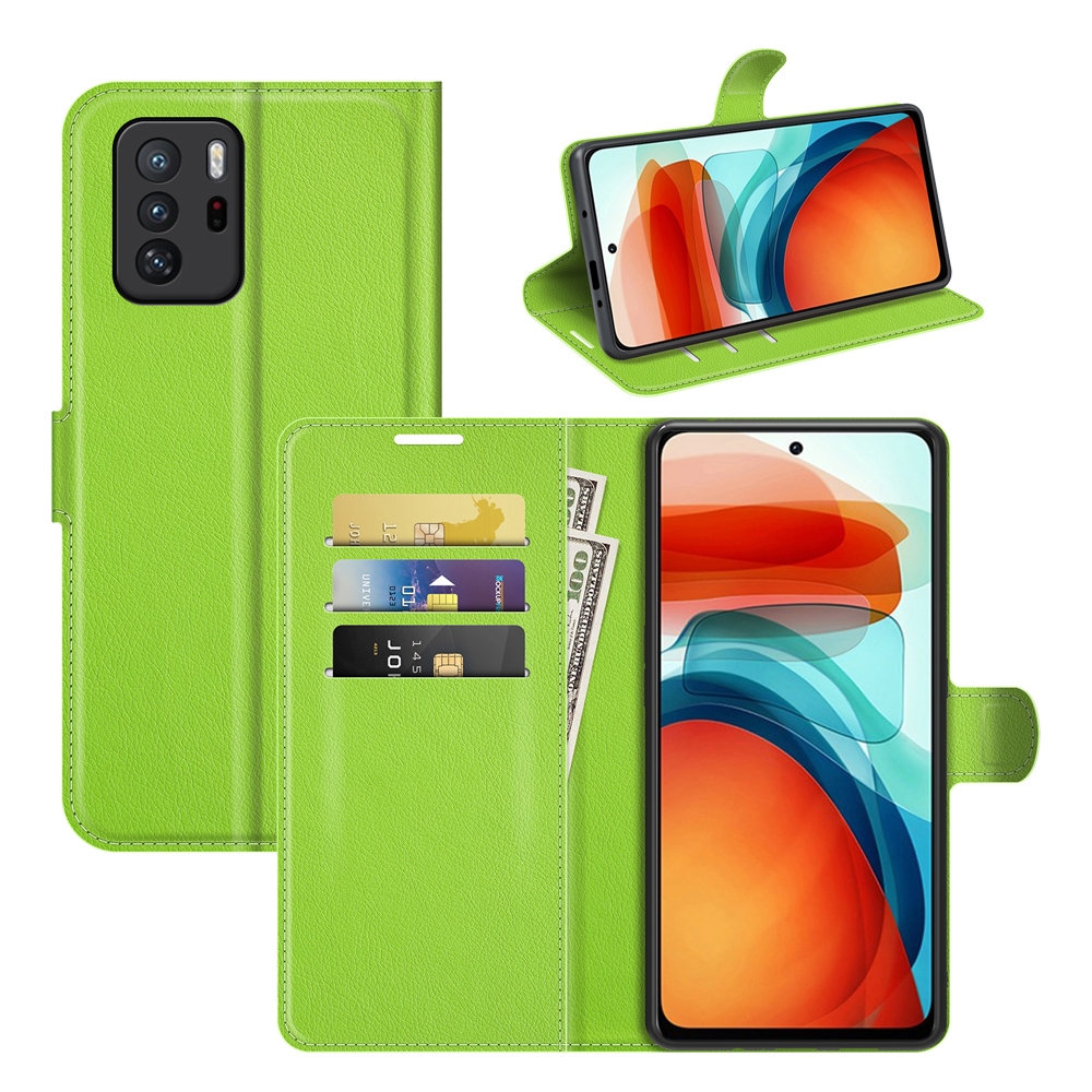 עבור Xiaomi Poco X3 GT כיסוי ארנק / ספר עשוי מעור בצבע ירוק עם חריצים לכרטיסי אשראי