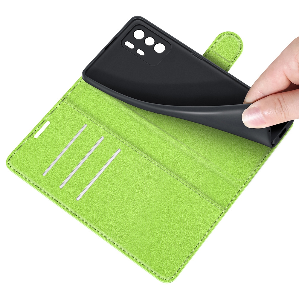 עבור Xiaomi Poco X3 GT כיסוי ארנק / ספר עשוי מעור בצבע ירוק עם חריצים לכרטיסי אשראי