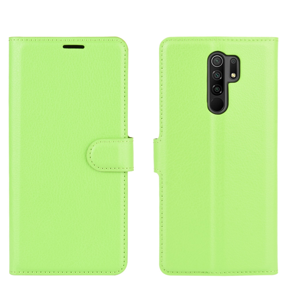 עבור Xiaomi Redmi 9 כיסוי ארנק / ספר עשוי מעור בצבע ירוק עם חריצים לכרטיסי אשראי