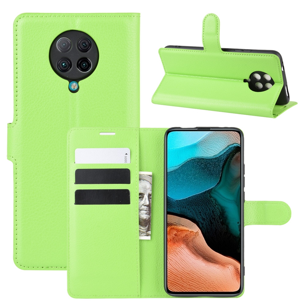 עבור Xiaomi Redmi K30 Pro כיסוי ארנק / ספר עשוי מעור בצבע ירוק עם חריצים לכרטיסי אשראי