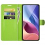 עבור Xiaomi Redmi K40 כיסוי ארנק / ספר עשוי מעור בצבע ירוק עם חריצים לכרטיסי אשראי