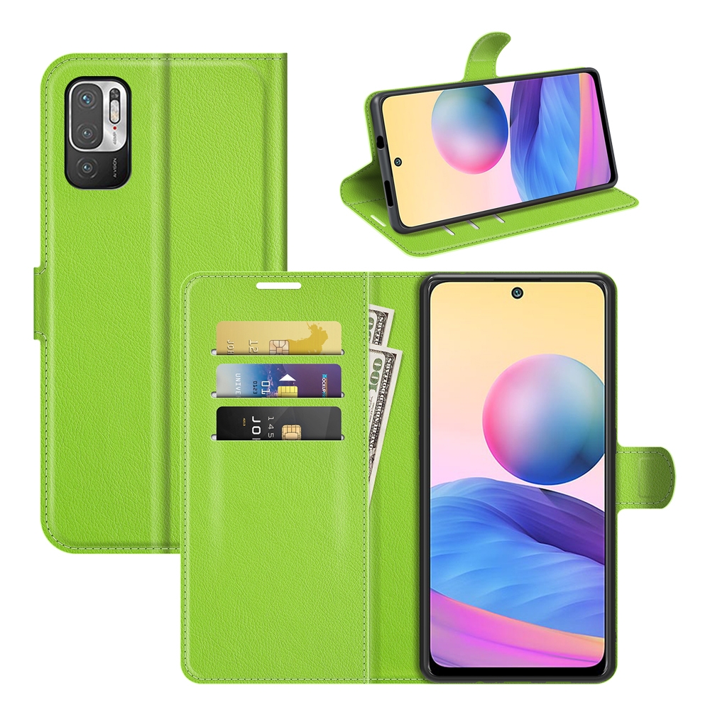 עבור Xiaomi Redmi Note 10 5G כיסוי ארנק / ספר עשוי מעור בצבע ירוק עם חריצים לכרטיסי אשראי
