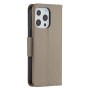 עבור Apple iPhone 13 Pro Max כיסוי ארנק / ספר עשוי מעור בצבע אפור עם חריצים לכרטיסי אשראי