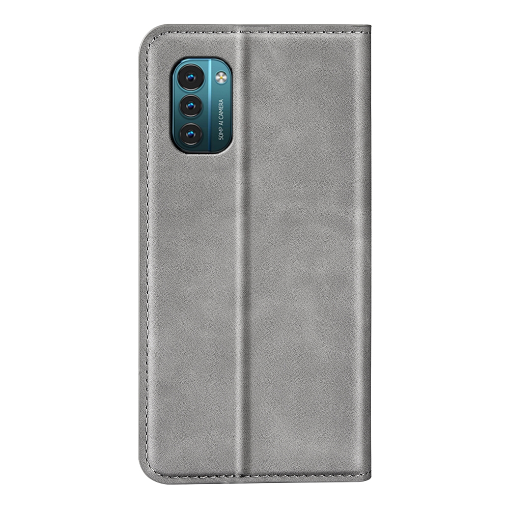 עבור Nokia G11 כיסוי ארנק / ספר עשוי מעור בצבע אפור עם חריצים לכרטיסי אשראי