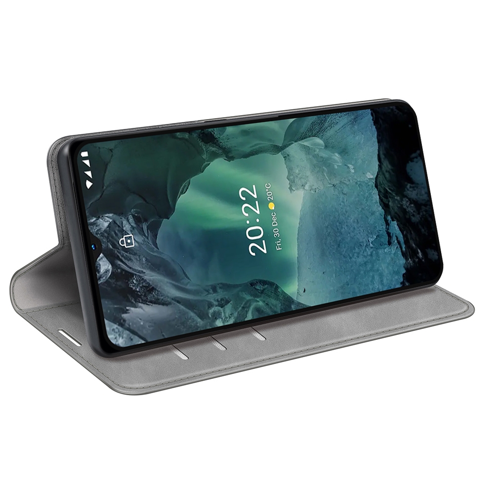 עבור Nokia G21 כיסוי ארנק / ספר עשוי מעור בצבע אפור עם חריצים לכרטיסי אשראי