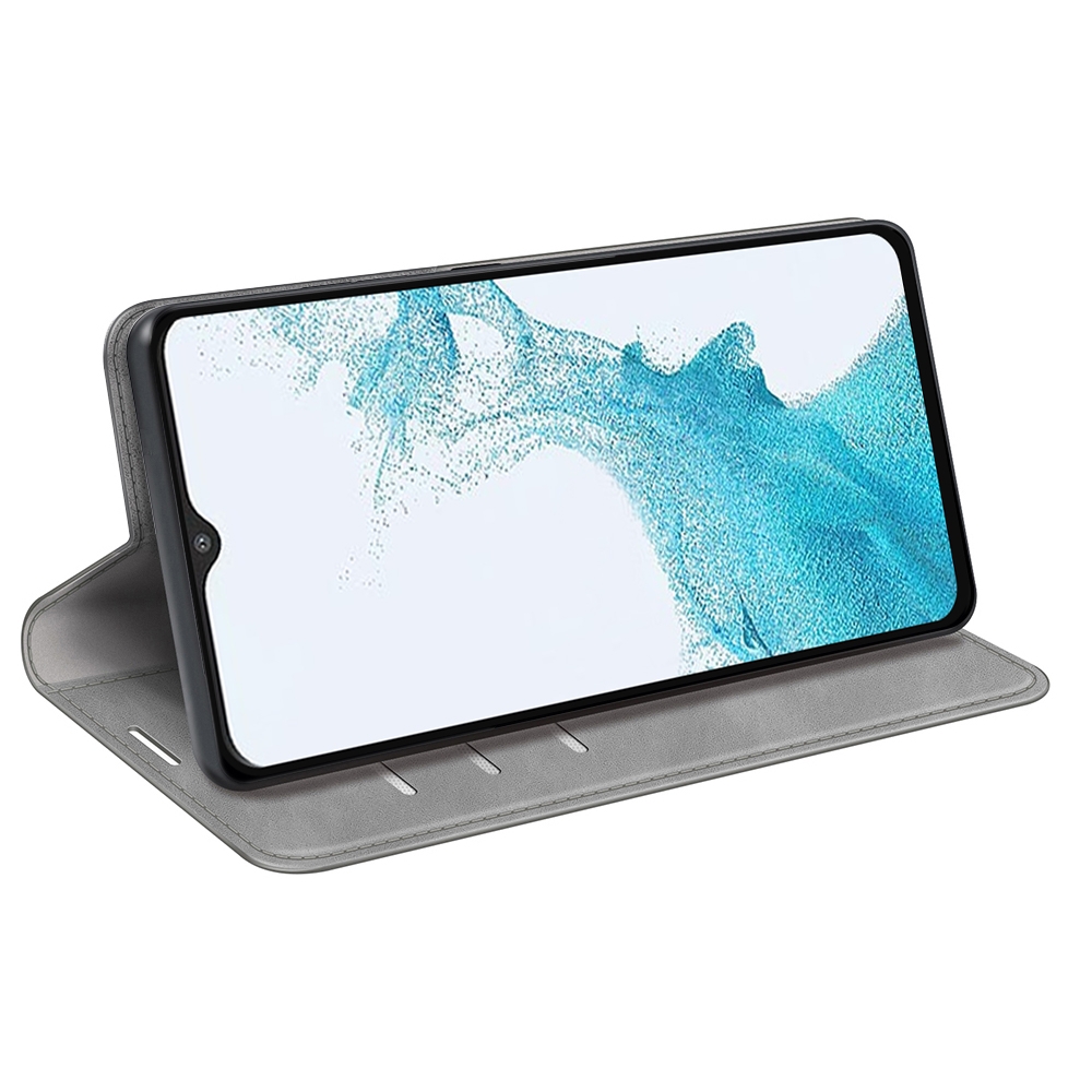 עבור Samsung Galaxy A23 5G כיסוי ארנק / ספר עשוי מעור בצבע אפור עם חריצים לכרטיסי אשראי