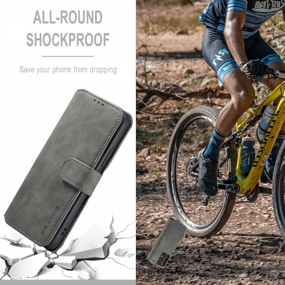 עבור Samsung Galaxy A53 5G כיסוי ארנק / ספר עשוי מעור בצבע אפור עם חריצים לכרטיסי אשראי