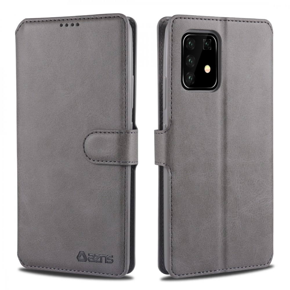 עבור Samsung Galaxy A91 כיסוי ארנק / ספר עשוי מעור בצבע אפור עם חריצים לכרטיסי אשראי