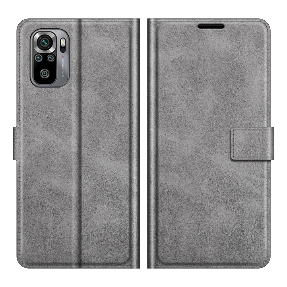 עבור Xiaomi Redmi Note 10 כיסוי ארנק / ספר עשוי מעור בצבע אפור עם חריצים לכרטיסי אשראי
