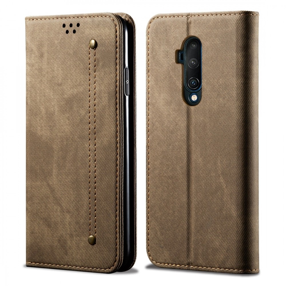 עבור OnePlus 7T Pro כיסוי ארנק / ספר עשוי מעור בצבע חָקִי עם חריצים לכרטיסי אשראי