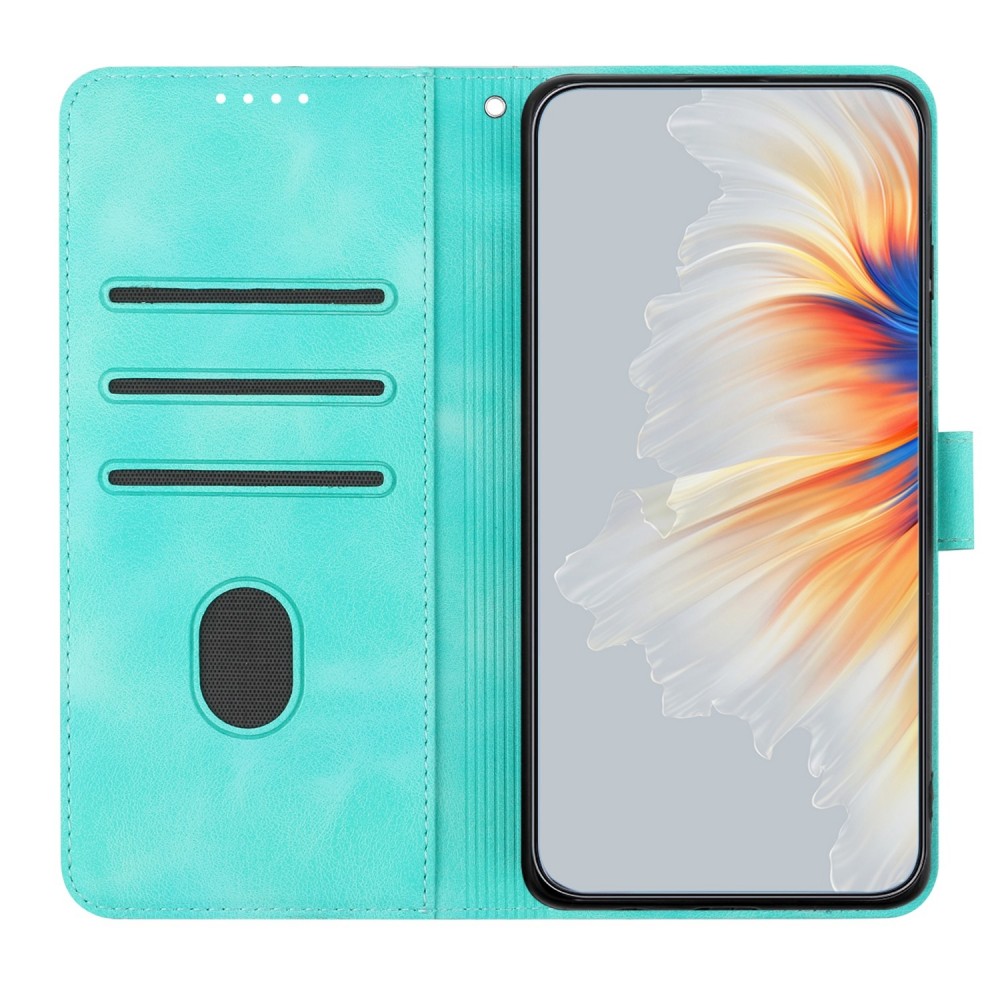עבור Samsung Galaxy F13 כיסוי ארנק / ספר עשוי מעור בצבע כחול בהיר עם חריצים לכרטיסי אשראי