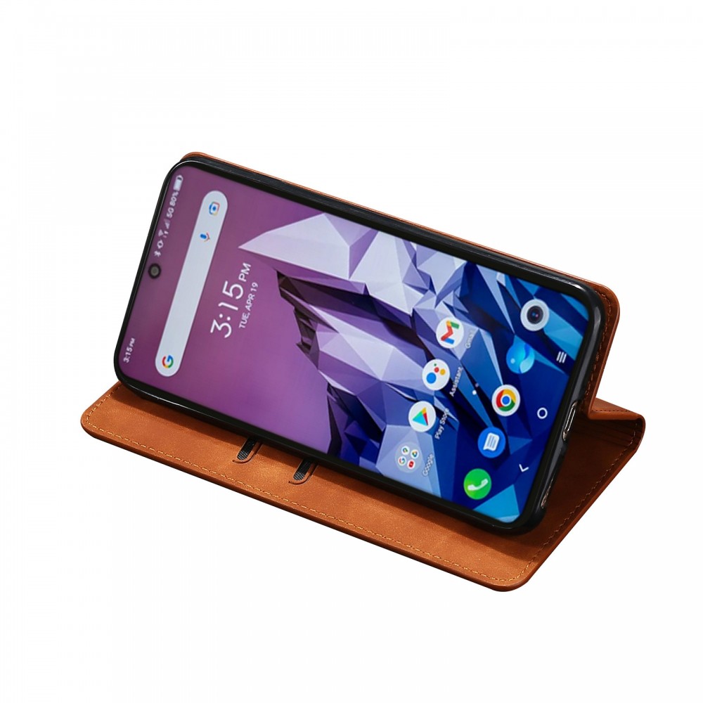 עבור Blackview A95 כיסוי ארנק / ספר עשוי מעור בצבע חום בהיר עם חריצים לכרטיסי אשראי