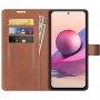 עבור Xiaomi Redmi Note 10 כיסוי ארנק / ספר עשוי מעור בצבע חום בהיר עם חריצים לכרטיסי אשראי