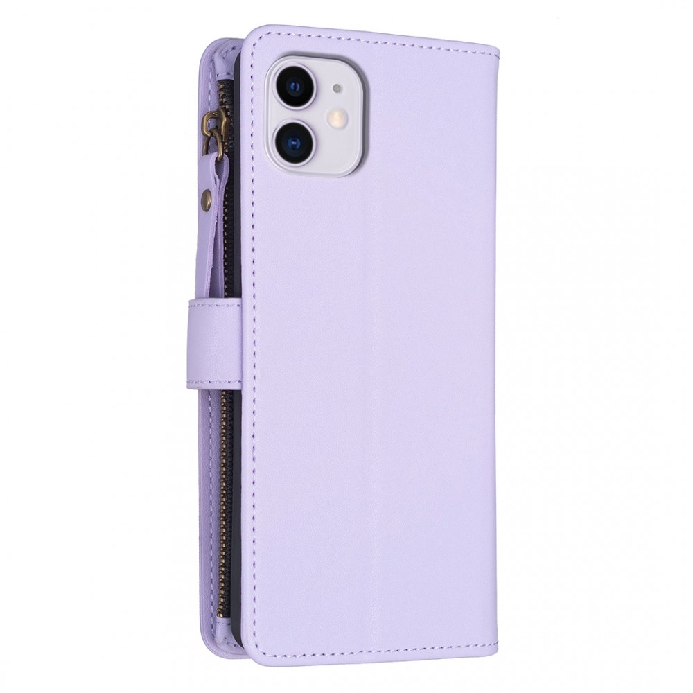 עבור Apple iPhone 11 כיסוי ארנק / ספר עשוי מעור בצבע סגול עם חריצים לכרטיסי אשראי
