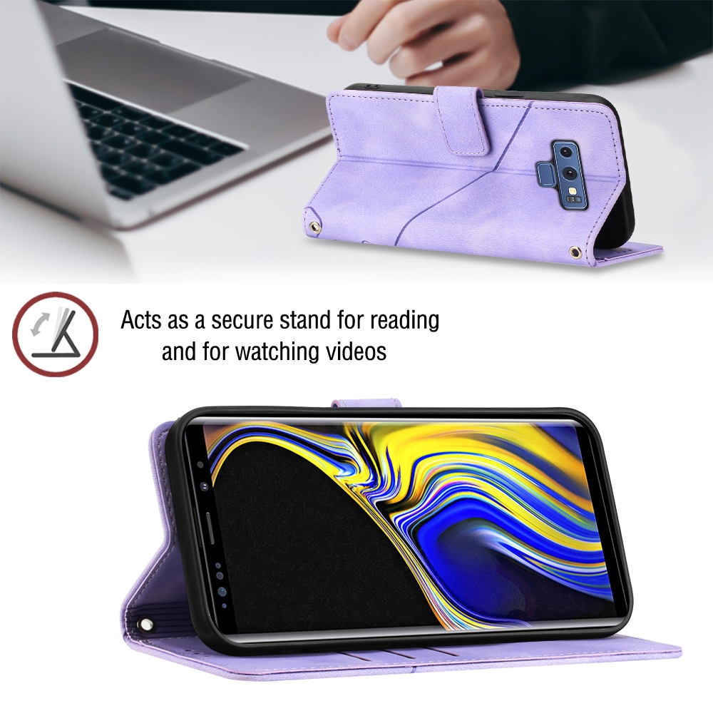 עבור Samsung Galaxy Note9 כיסוי ארנק / ספר עשוי מעור בצבע סגול עם חריצים לכרטיסי אשראי
