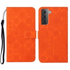 עבור Samsung Galaxy S23 כיסוי ארנק / ספר עשוי מעור בצבע תפוז עם חריצים לכרטיסי אשראי