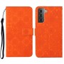 עבור Samsung Galaxy S23 כיסוי ארנק / ספר עשוי מעור בצבע תפוז עם חריצים לכרטיסי אשראי