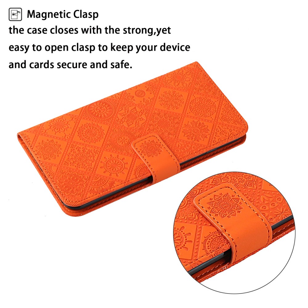 עבור Samsung Galaxy S23 כיסוי ארנק / ספר עשוי מעור בצבע תפוז עם חריצים לכרטיסי אשראי