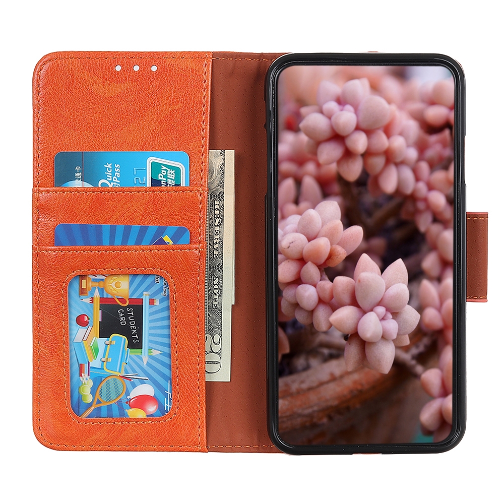 עבור Xiaomi Poco F5 Pro כיסוי ארנק / ספר עשוי מעור בצבע תפוז עם חריצים לכרטיסי אשראי