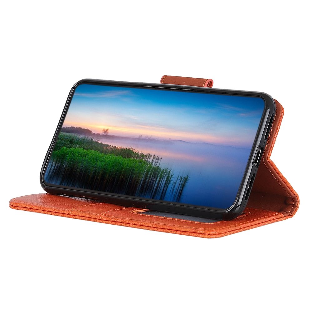 עבור Xiaomi Poco F5 Pro כיסוי ארנק / ספר עשוי מעור בצבע תפוז עם חריצים לכרטיסי אשראי