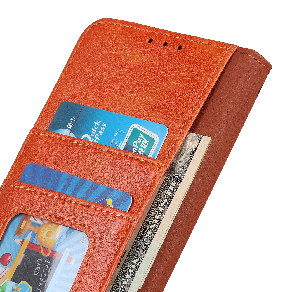 עבור Xiaomi Poco F5 Pro כיסוי ארנק / ספר עשוי מעור בצבע תפוז עם חריצים לכרטיסי אשראי