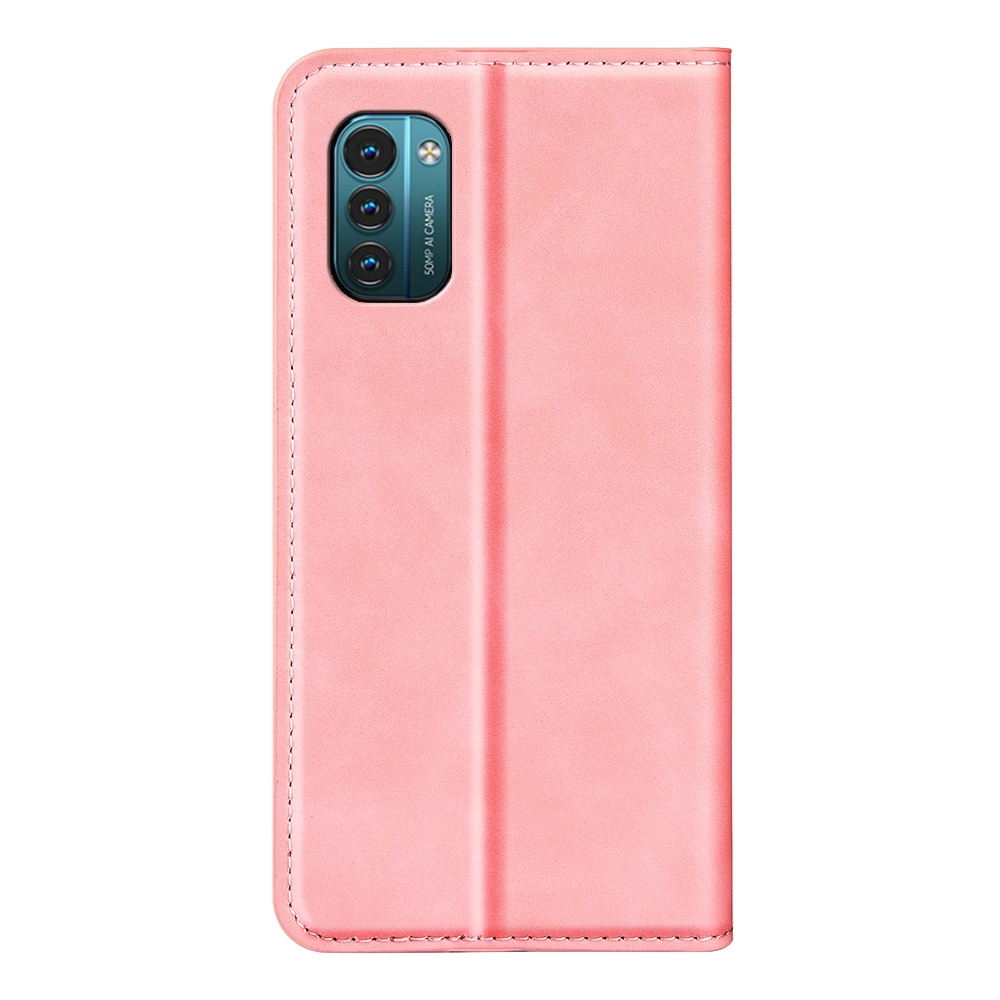 עבור Nokia G21 כיסוי ארנק / ספר עשוי מעור בצבע ורוד עם חריצים לכרטיסי אשראי