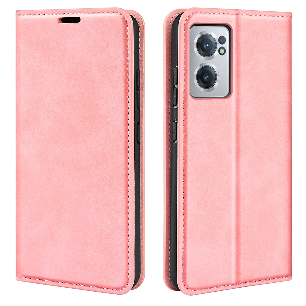 עבור OnePlus Nord CE 2 5G כיסוי ארנק / ספר עשוי מעור בצבע ורוד עם חריצים לכרטיסי אשראי