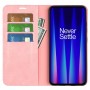 עבור OnePlus Nord CE 2 5G כיסוי ארנק / ספר עשוי מעור בצבע ורוד עם חריצים לכרטיסי אשראי