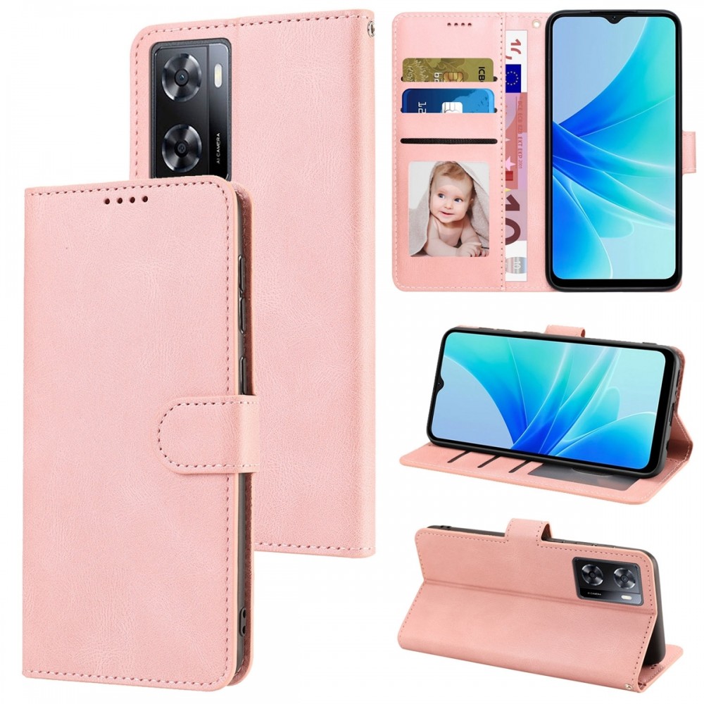 עבור OnePlus Nord N20 SE כיסוי ארנק / ספר עשוי מעור בצבע ורוד עם חריצים לכרטיסי אשראי