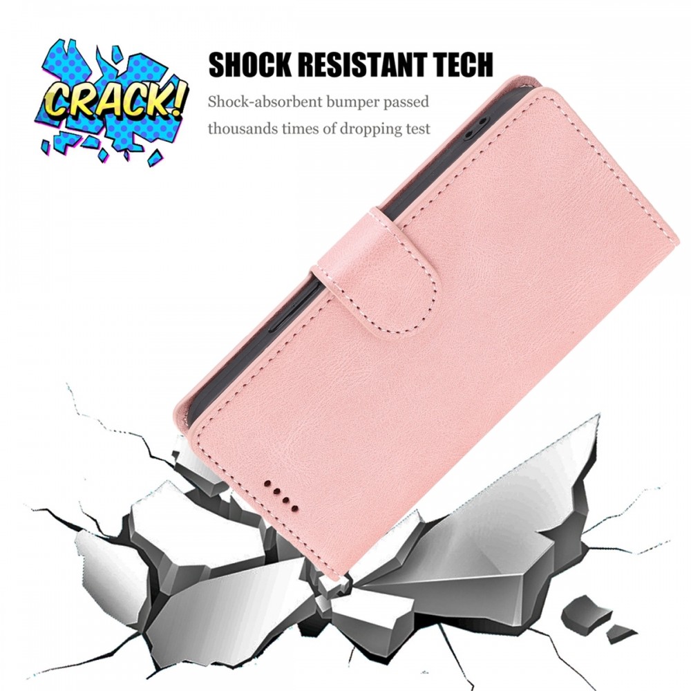 עבור Oppo A57 4G כיסוי ארנק / ספר עשוי מעור בצבע ורוד עם חריצים לכרטיסי אשראי