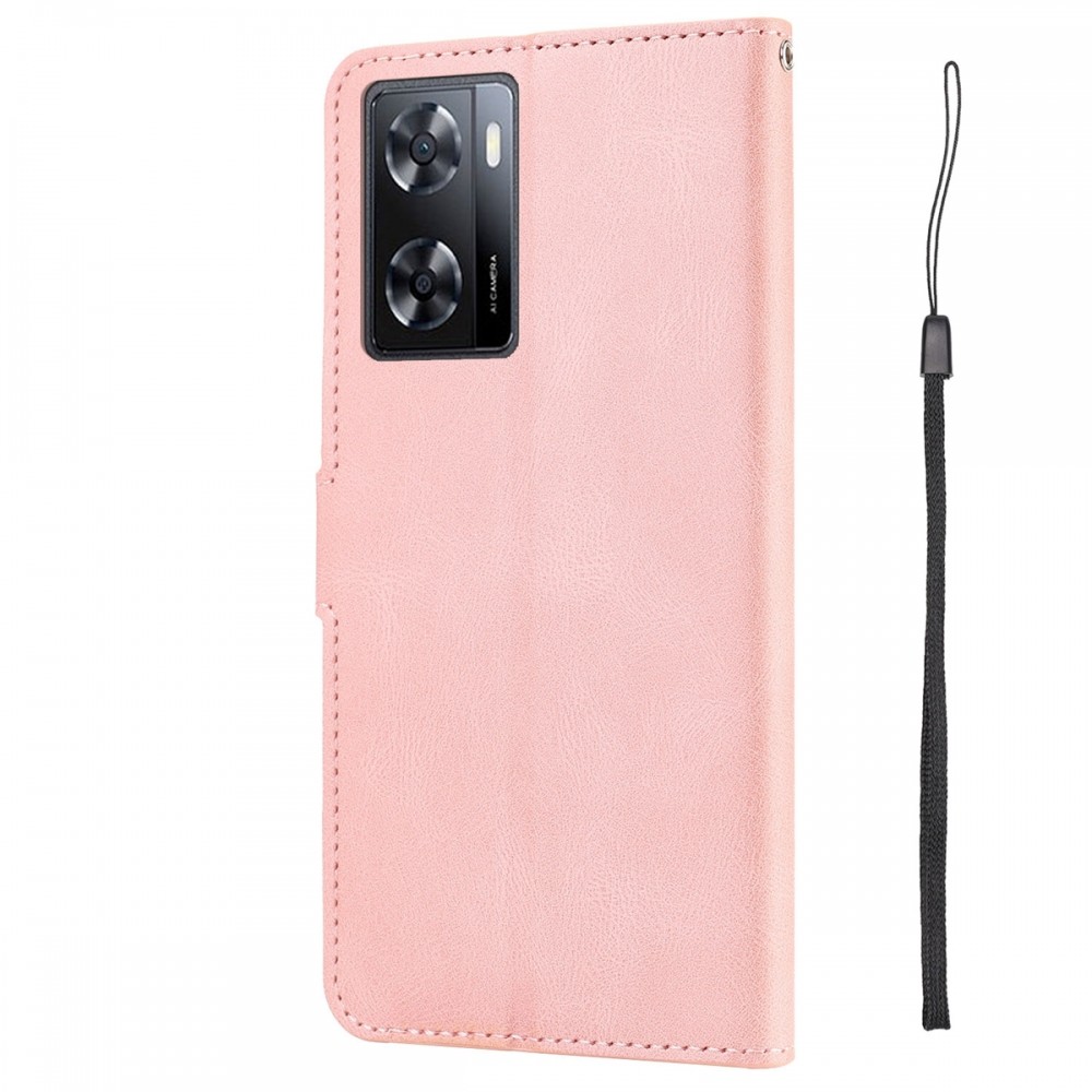 עבור Oppo A57s כיסוי ארנק / ספר עשוי מעור בצבע ורוד עם חריצים לכרטיסי אשראי