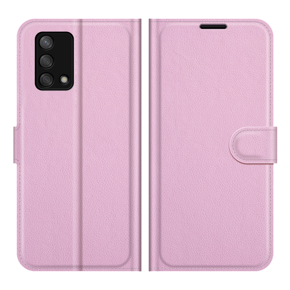 עבור Oppo A74 כיסוי ארנק / ספר עשוי מעור בצבע ורוד עם חריצים לכרטיסי אשראי