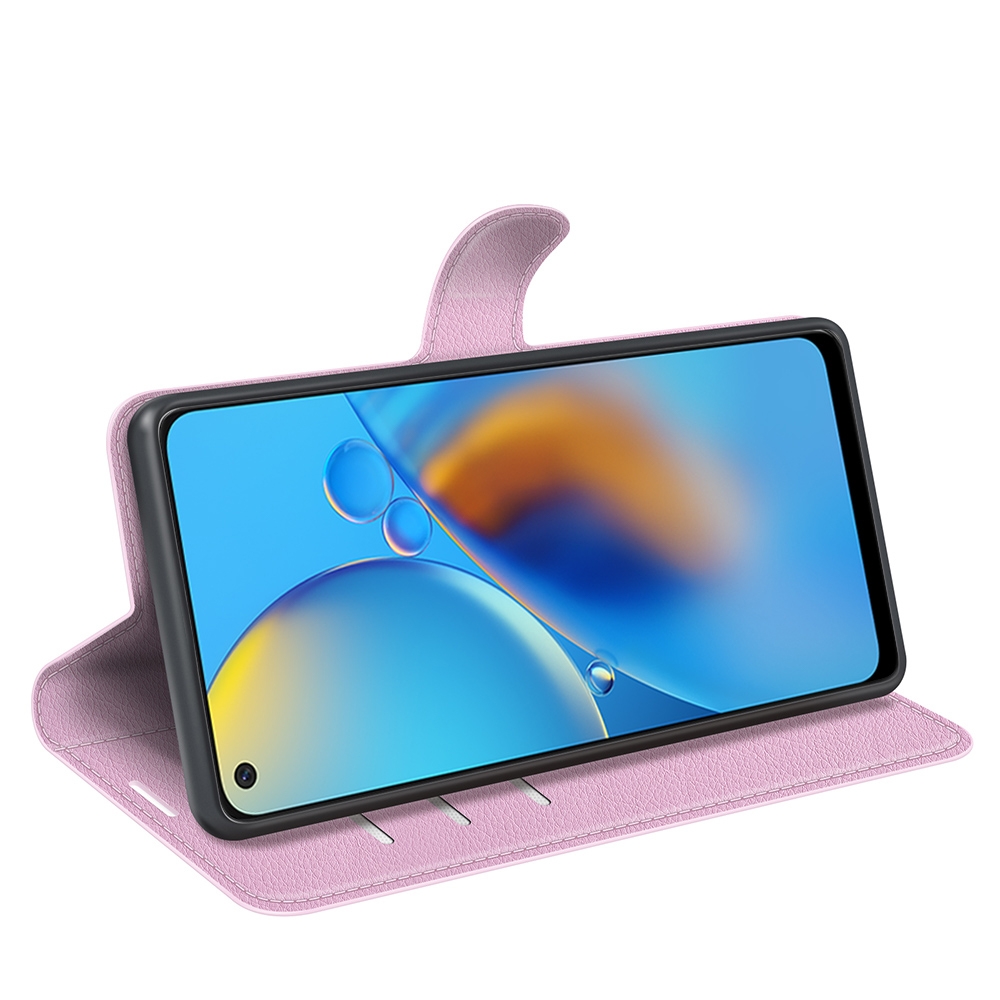 עבור Oppo A74 כיסוי ארנק / ספר עשוי מעור בצבע ורוד עם חריצים לכרטיסי אשראי